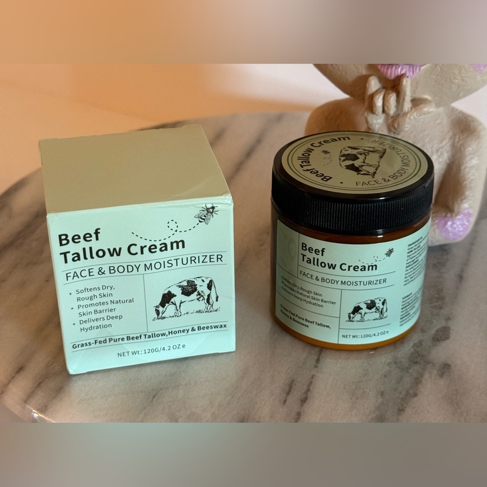 Beef Tallow Cream Face & Body Moisturizer Grass-Fed Honey Beeswax 4.2 oz NIB